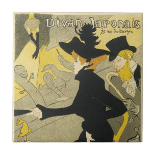 Art Nouveau, Divan Japonais av Toulouse Lautrec Kakelplatta