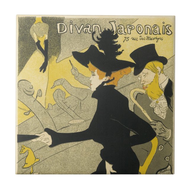 Art nouveau, Divan Japonais av Toulouse Lautrec Kakelplatta (Framsidan)