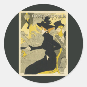 Art Nouveau, Divan Japonais av Toulouse Lautrec Runt Klistermärke