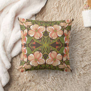 Art Nouveau Dogwood Blush Blomtryck Kudde