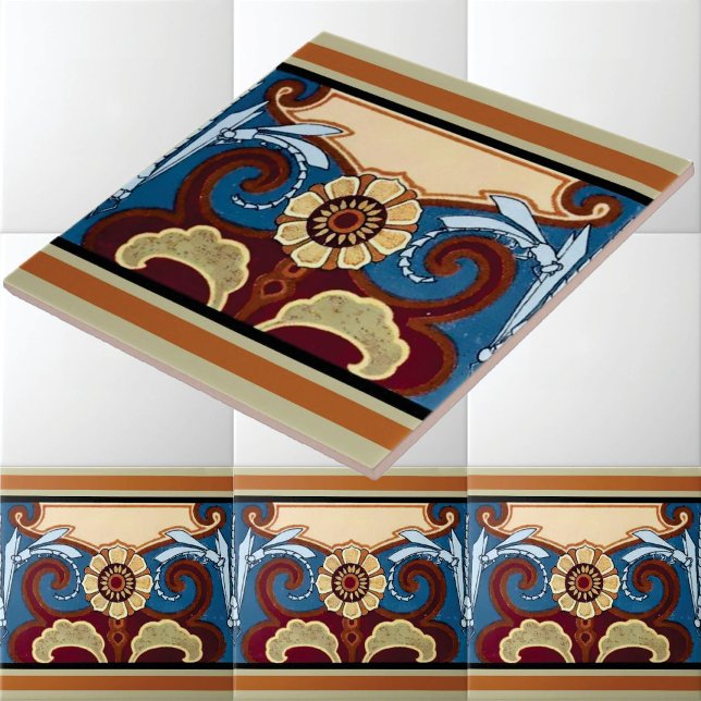 Art nouveau Dragonflies & Flowers Frieze Kakelplatta (Skapare uppladdad)