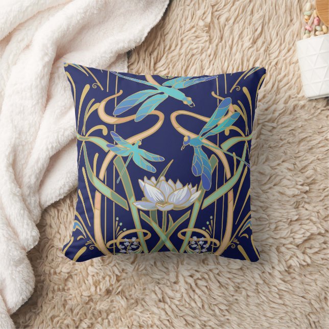 Art nouveau Dragonflies Mönster Kudde (Filt)