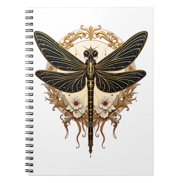 Art nouveau Dragonfly Elegant Steampunk Anteckningsbok (Framsidan)