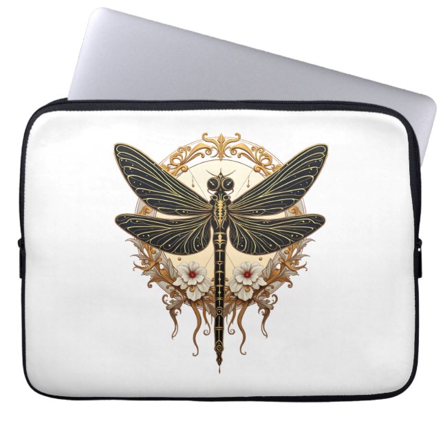 Art nouveau Dragonfly Elegant Steampunk Laptop Fodral (Framsidan)