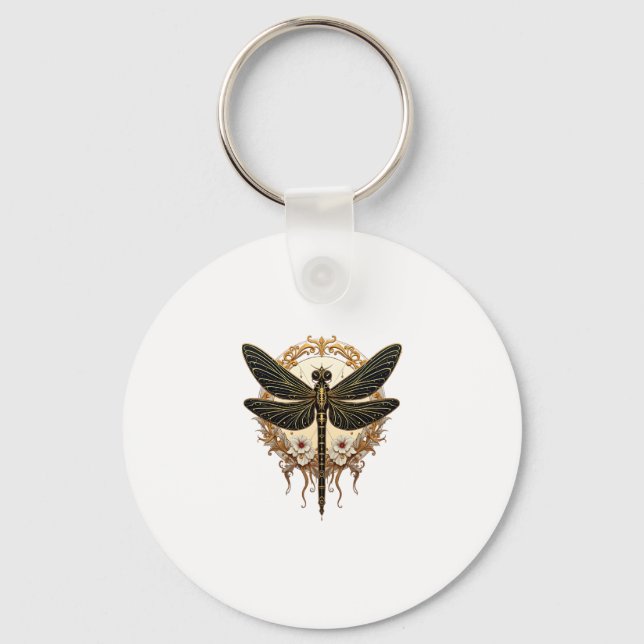 Art nouveau Dragonfly Elegant Steampunk Nyckelring (Framsida)