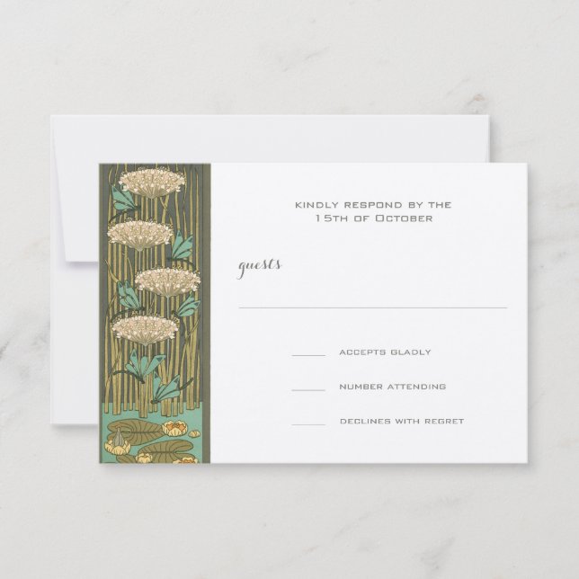 Art nouveau Dragonfly Lily Pad OSA Response Card Kort (Framsida)