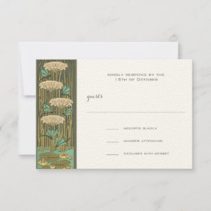 Art nouveau Dragonfly Lily Pad OSA Response Card Kort