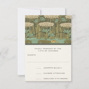Art nouveau Dragonfly Lily Pad OSA Response Card Kort