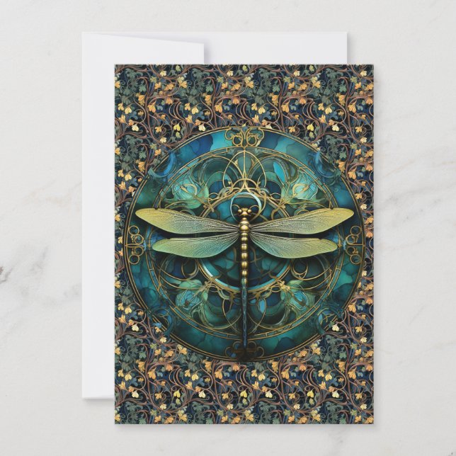 Art nouveau Dragonfly på anteckningskort (Framsida)