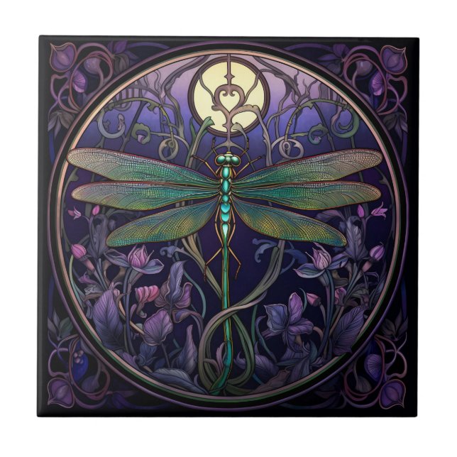 Art nouveau Dragonfly Tile (Swamp Collection) Kakelplatta (Framsidan)