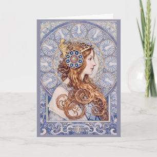 Art Nouveau Drottningporträtt Kort