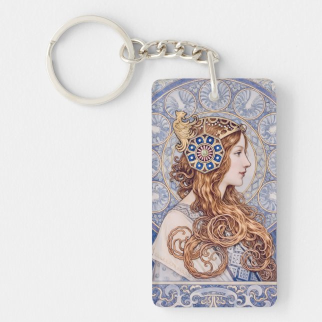 Art Nouveau Drottningporträtt Nyckelring (Framsidan)