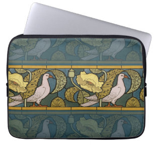 Art Nouveau Duva Blå Gul Fisk Laptop Fodral
