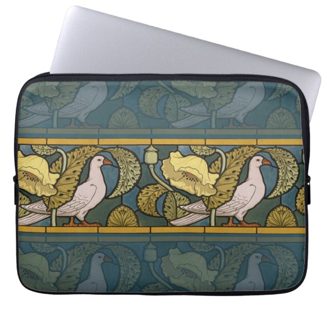 Art Nouveau Duva Blå Gul Fisk Laptop Fodral (Framsidan)