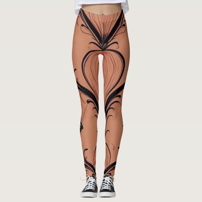 Art nouveau Earth Tones Leggings (Framsida)