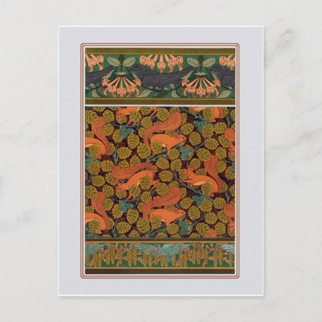 art nouveau-ekorrar vykort (Framsida)