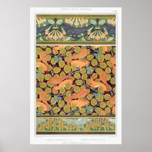 Art nouveau ekorre verneuil höst textilkonst poster