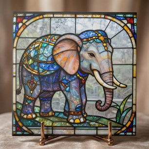Art Nouveau Elefant Fals Glasmosaikkonst Kakelplatta