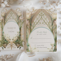 Art nouveau Elegance: Blommigt Bröllop OSA Card