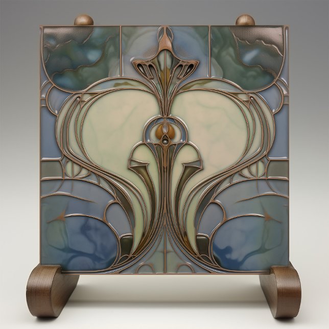 Art nouveau Elegance Jade Bronze Kakelplatta (Skapare uppladdad)