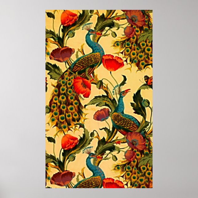 Art nouveau Elegance: Sidewall, The Peacock, 1896 Poster (Framsidan)