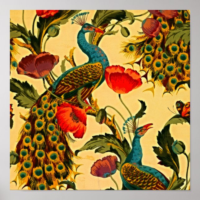 Art nouveau Elegance: Sidewall, The Peacock, 1896 Poster (Framsidan)