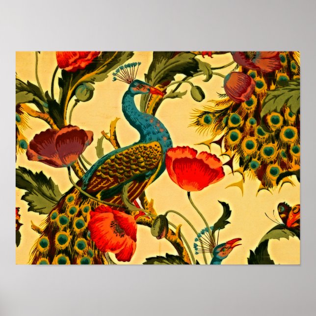 Art nouveau Elegance: Sidewall, The Peacock, 1896 Poster (Framsidan)