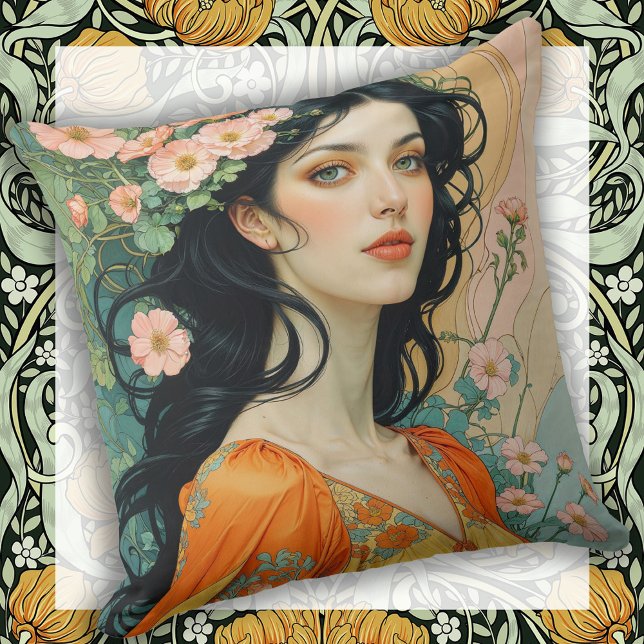 Art Nouveau-elegans för din soffa Kudde (Skapare uppladdad)