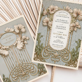 Art nouveau Elegant Blommigt Motif Bröllop Inbjudningar