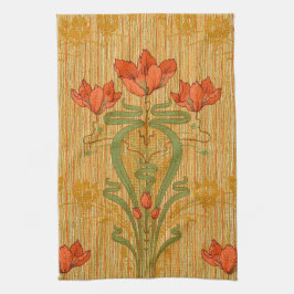 Art nouveau elegant blommigt  vallmoblommor victor kökshandduk