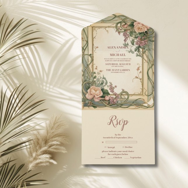Art Nouveau Elegant Botanisk Bröllop (Skapare uppladdad)