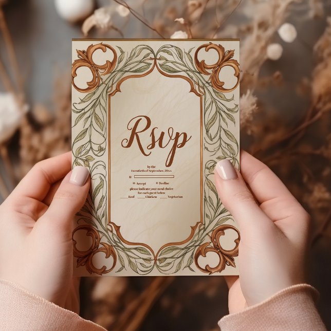 Art nouveau Elegant Botaniska Bröllop OSA Kort (Skapare uppladdad)
