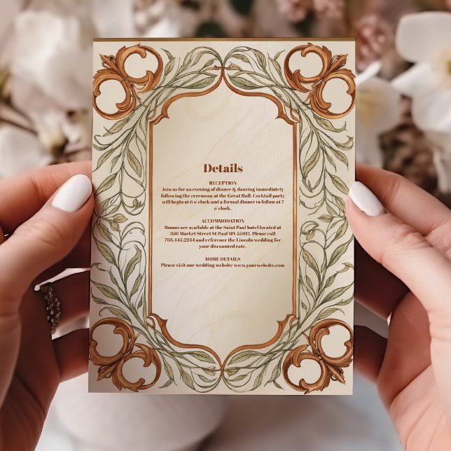 Art nouveau Elegant Botaniska Bröllop Tilläggskort (Skapare uppladdad)