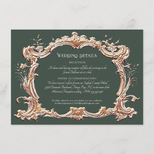 Art Nouveau Elegant Skog n Guld Bröllopsdetaljer Tilläggskort