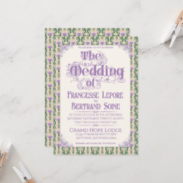 Art Nouveau Elegant Thistle Butter Yellow Inbjudningar