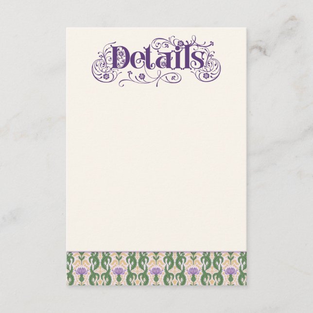 Art Nouveau Elegant Thistle Light Yellow Tilläggskort (Framsida)