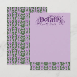 Art Nouveau Elegant Thistle Purple Enclosure Card Tilläggskort