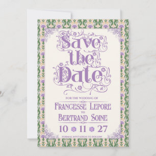Art Nouveau Elegant Tistel Smörgul Spara Datumet