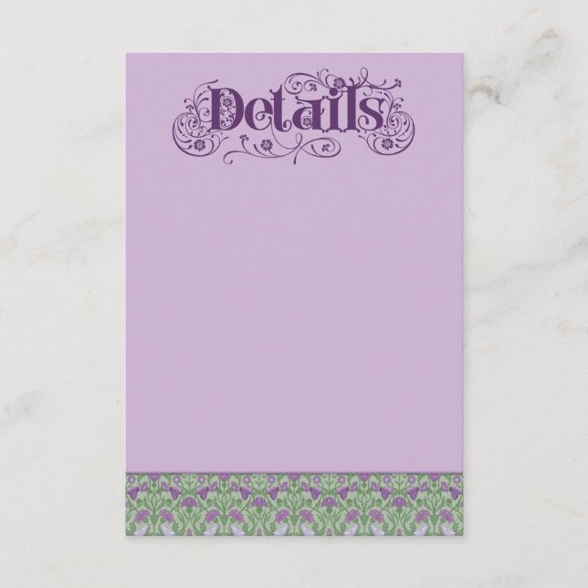 Art Nouveau Eleganta Kärleksfåglar Lila  Tilläggskort (Framsida)