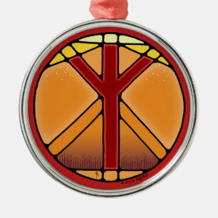 Art nouveau Elhaz Rune of Protection Julgransprydnad Metall