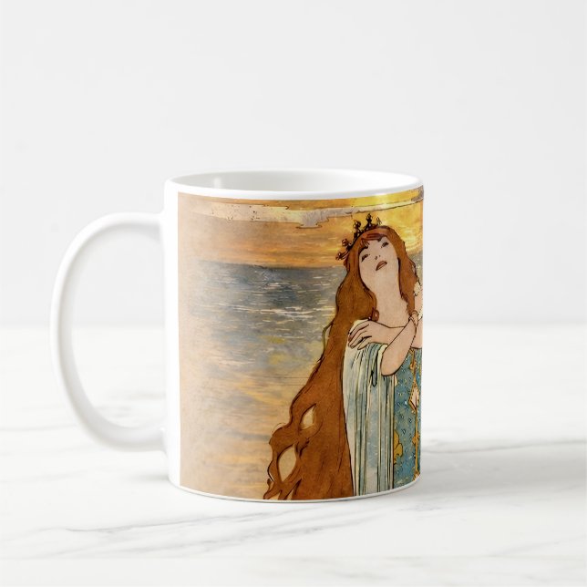 Art Nouveau Elsa Lohengrin Poster with Swans  Kaffemugg (Vänster)