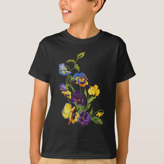 Art nouveau Embroiderade paneler T-shirt (Framsida)