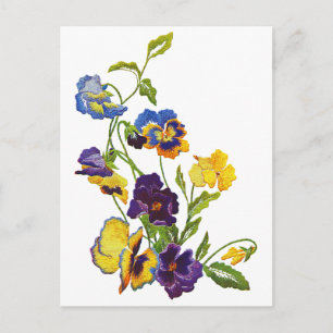 Art nouveau Embroiderade paneler Vykort