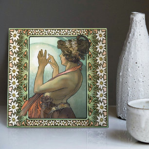 Art nouveau Étoile Polaire Mucha Edelweiss Decor Kakelplatta