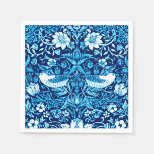Art Nouveau Fågel- och blommestappetseri, mörkblåt Pappersservett