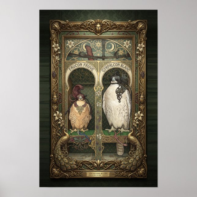 Art Nouveau Fågel - Rovfågel Väggkonst (Framsidan)