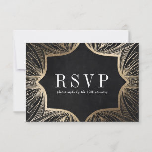 Art Nouveau falskt guld bröllops RSVP-kort, OSA Kort