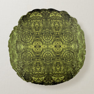 Art nouveau: Färg Vintage Ornament. Rund Kudde
