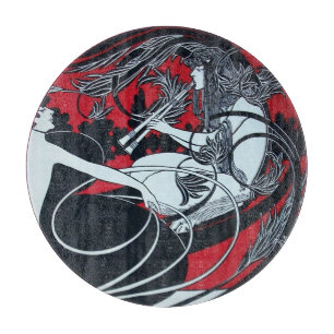 ART NOUVEAU FAUN Red Burgundy, Svartvit