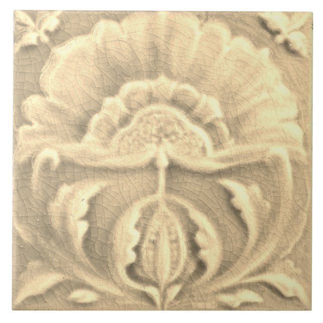 Art nouveau faux jugendstillblomma (guld) kakelplatta (Framsidan)